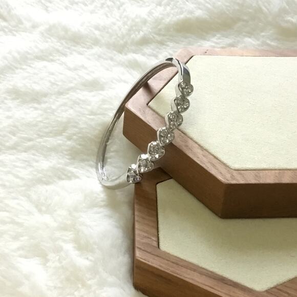 Silver Hearts with Vibrant Crystals Bangle - Picture 4 of 8